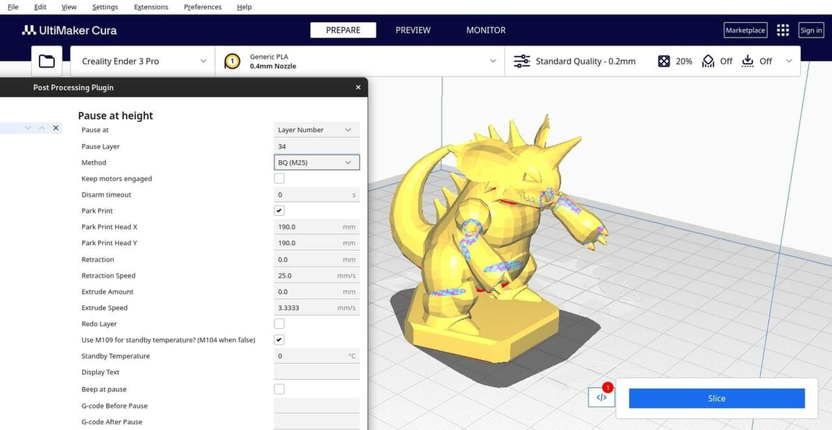 This Nidoking chess piece will have a filament change right after the base