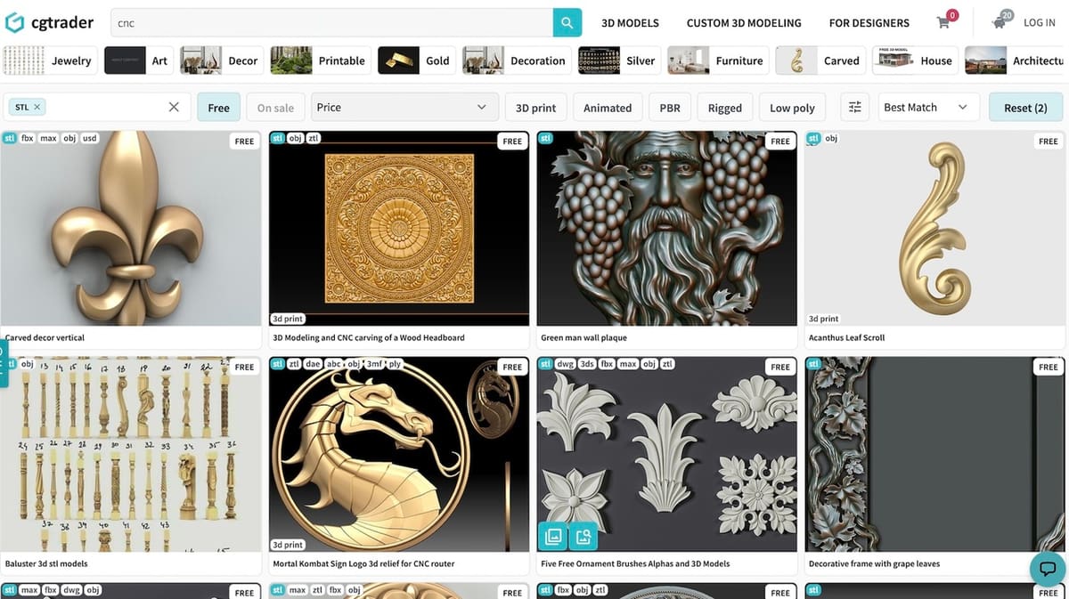 Free and paid models are available on CGTrader