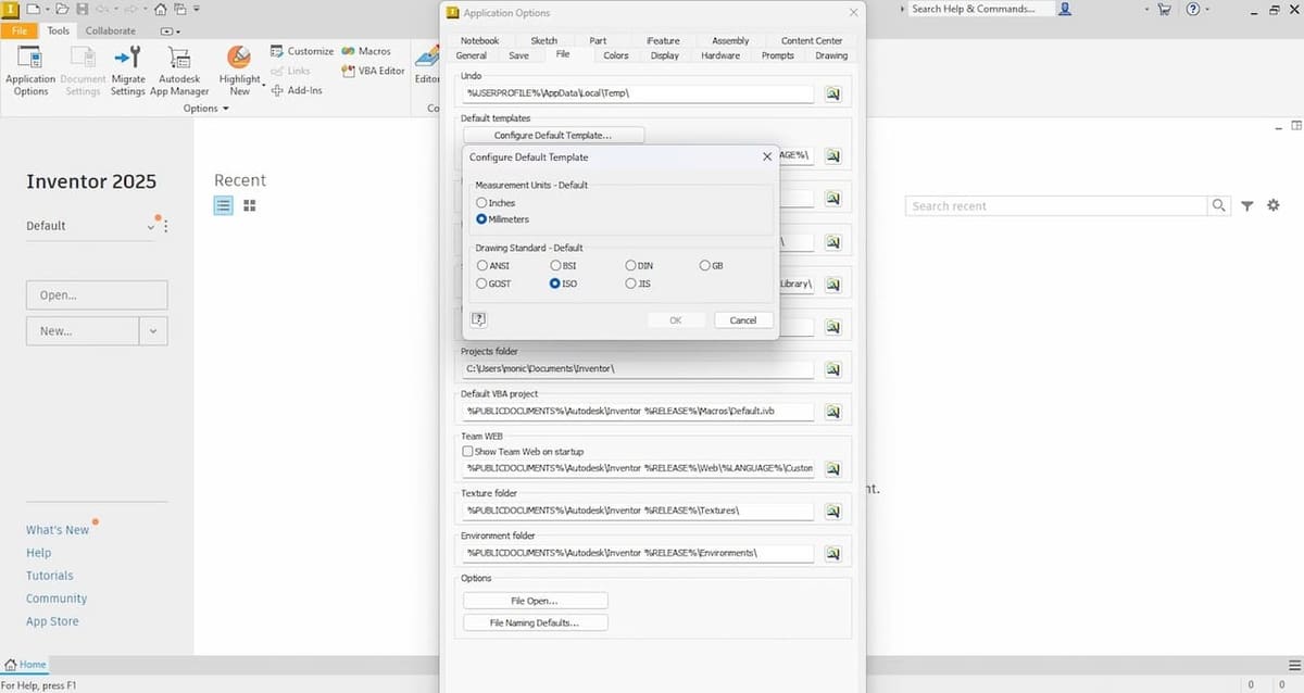Setting the Default Template before starting to draw