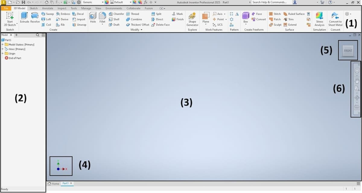 The Application Window contains the most important tools of Autodesk Inventor