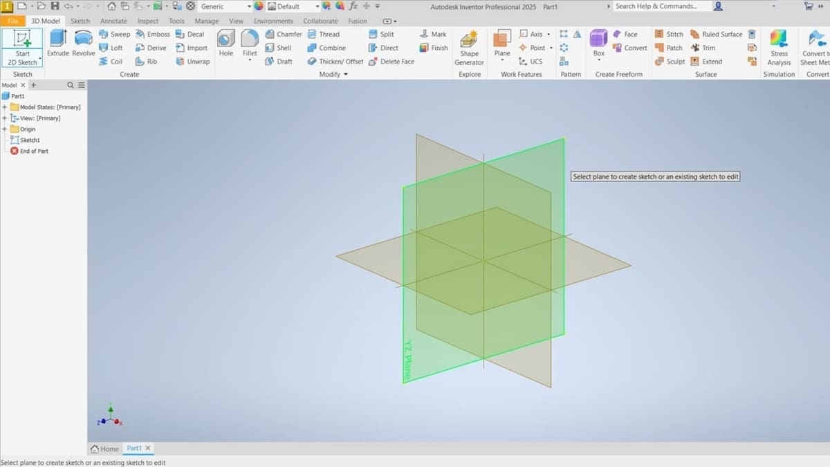 The three cartesian planes are shown