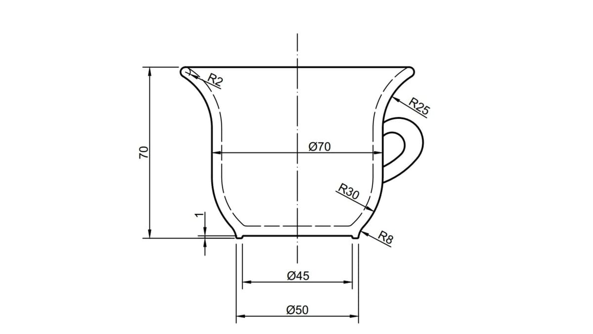 The most important dimensions of the mug