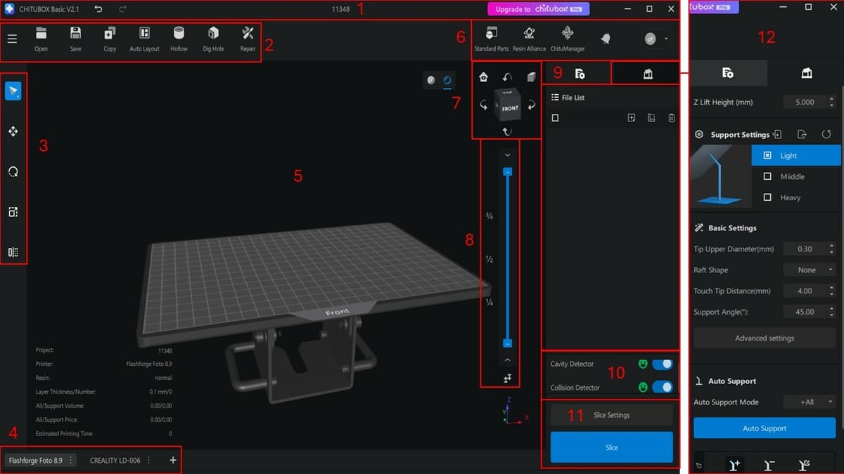 Main Interface of Chitubox Basic v2.1.0