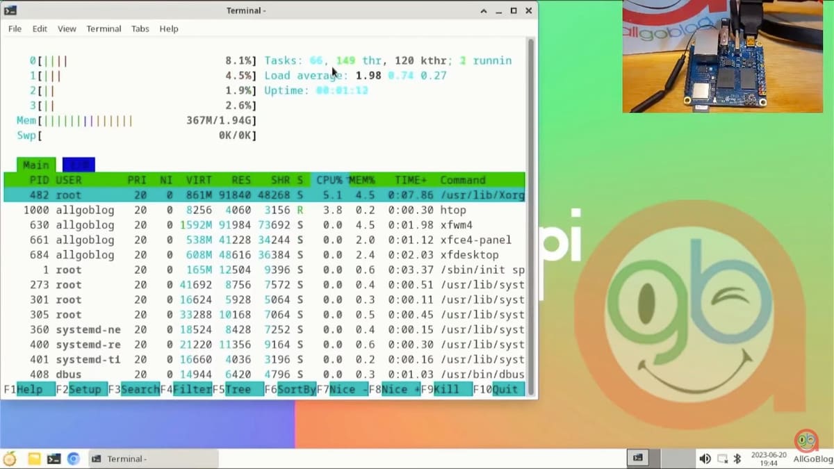 Arch running smoothly on the Orange Pi Zero 3