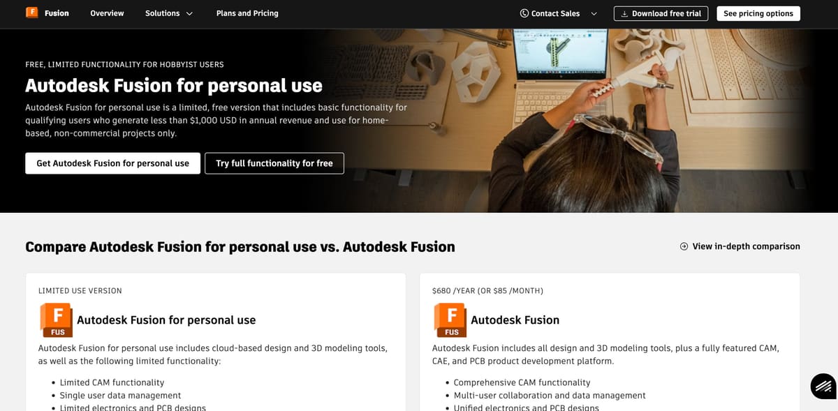 Image of Autodesk Fusion 360 Free Download: Personal Use License
