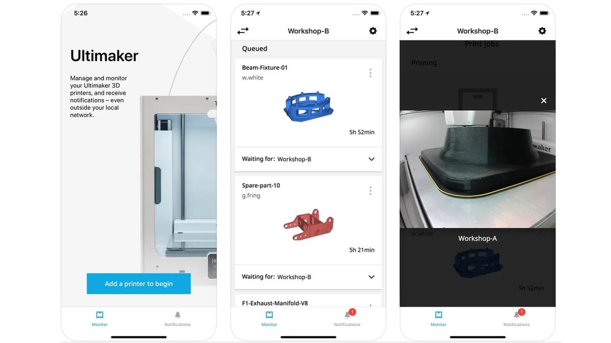Network-capable UltiMaker printers can take advantage of this app