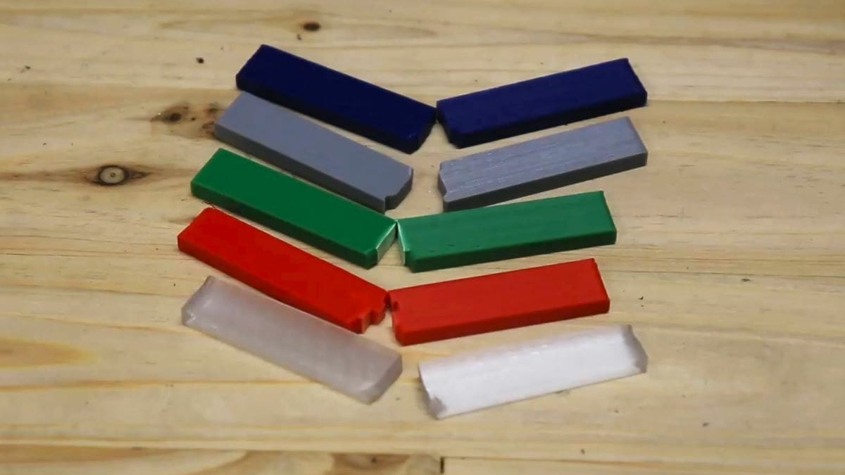 Broken Izod impact test specimens