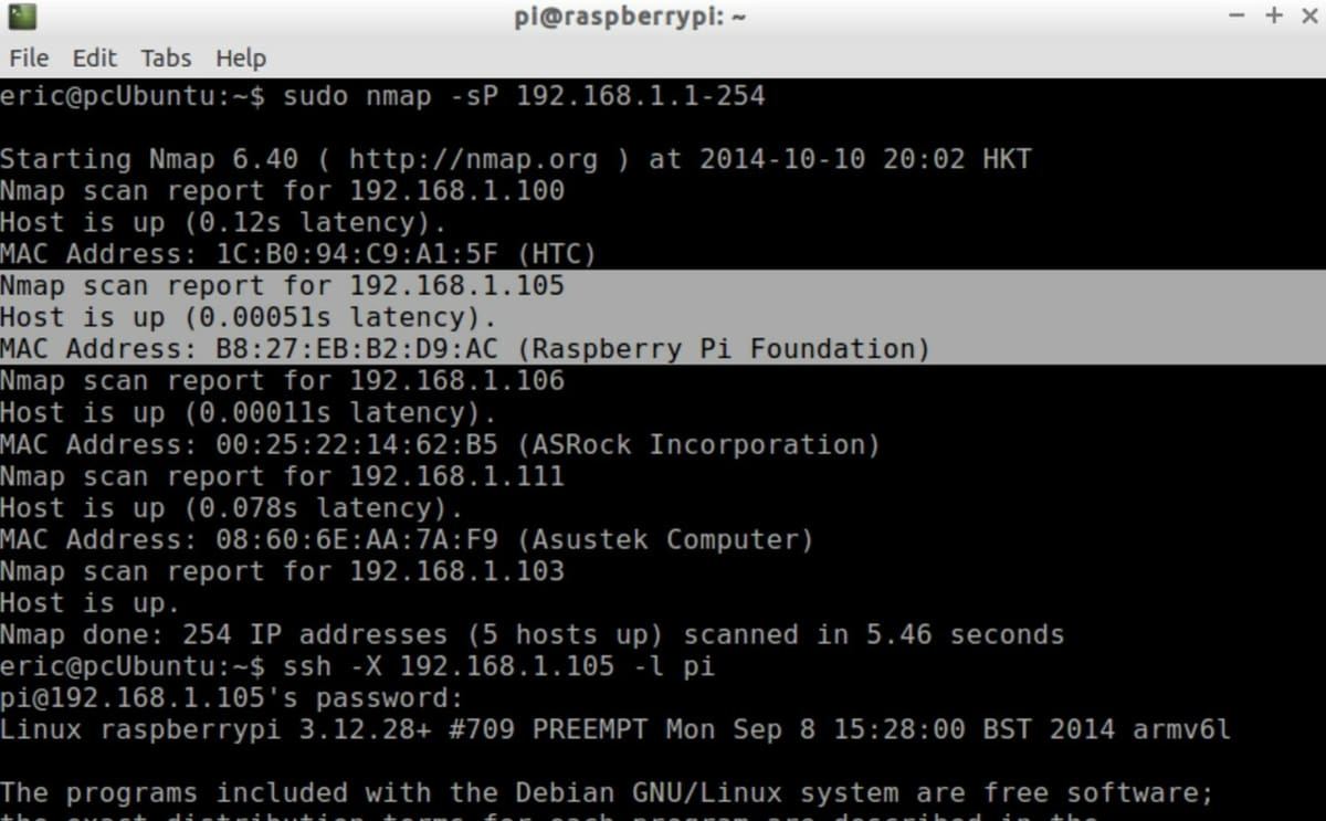 Sending certain Nmap Utility commands can reveal the IP of your connected Pi board