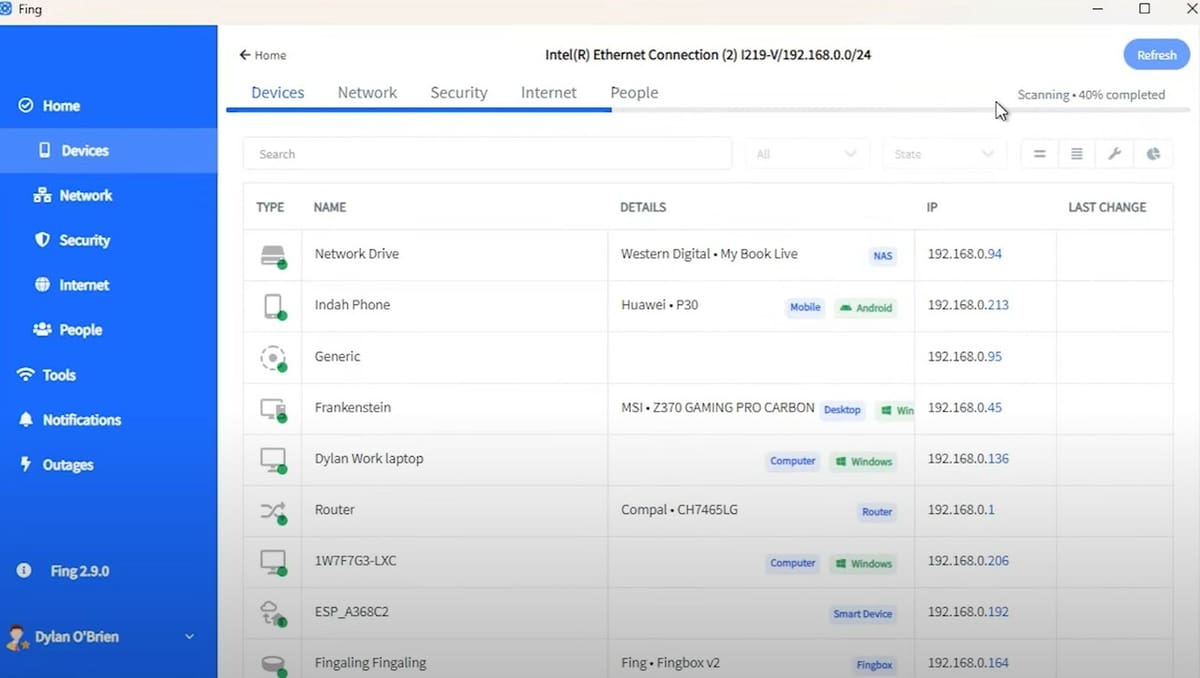 Fing can provide a list of connected devices and their IP addresses