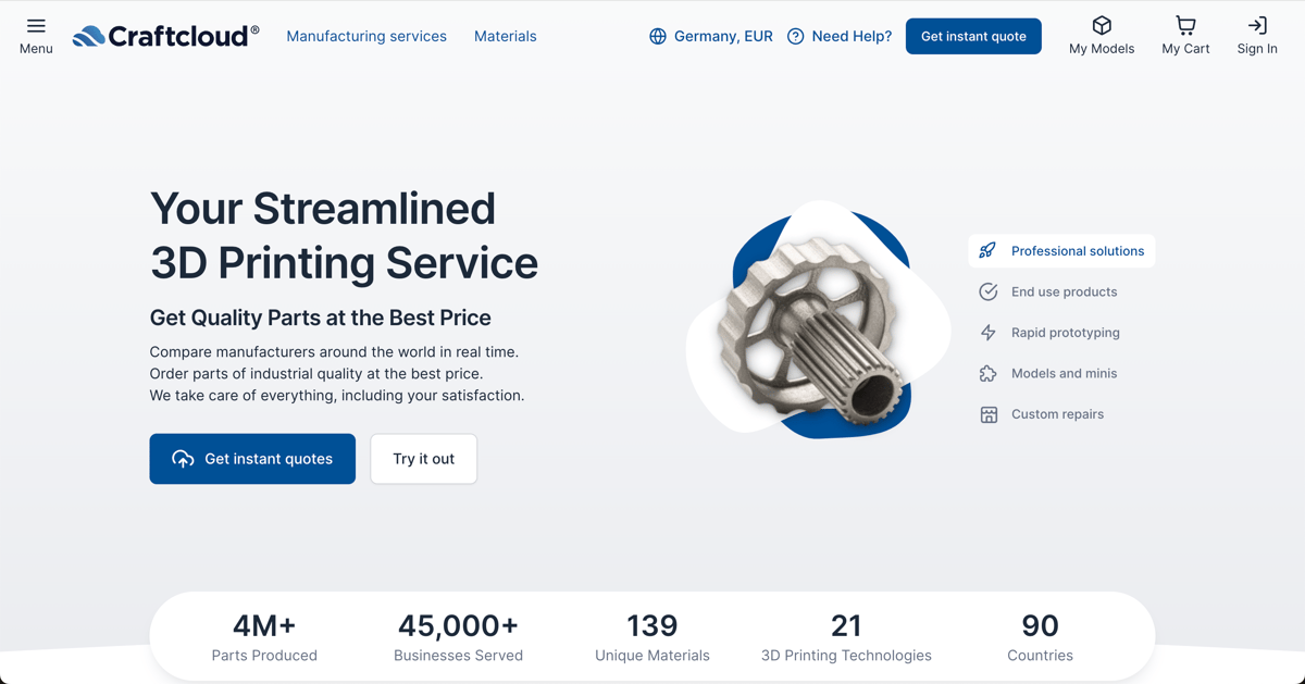 Image of Parts On Demand: Top Online 3D Printing Services: Craftcloud