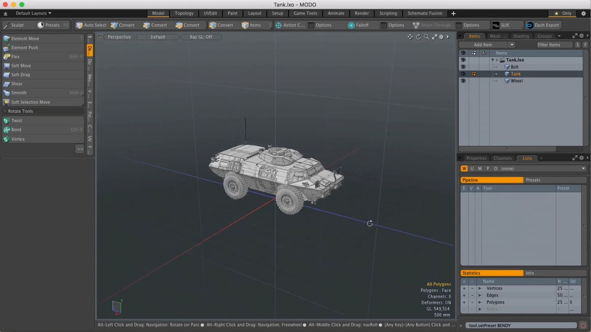 Modo is a customizable 3D modeling program