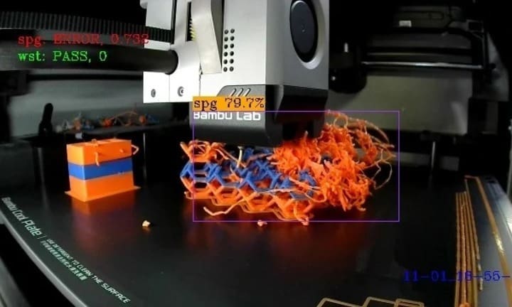 Bambu Lab's firmware automatically detects print failure by using a confidence value