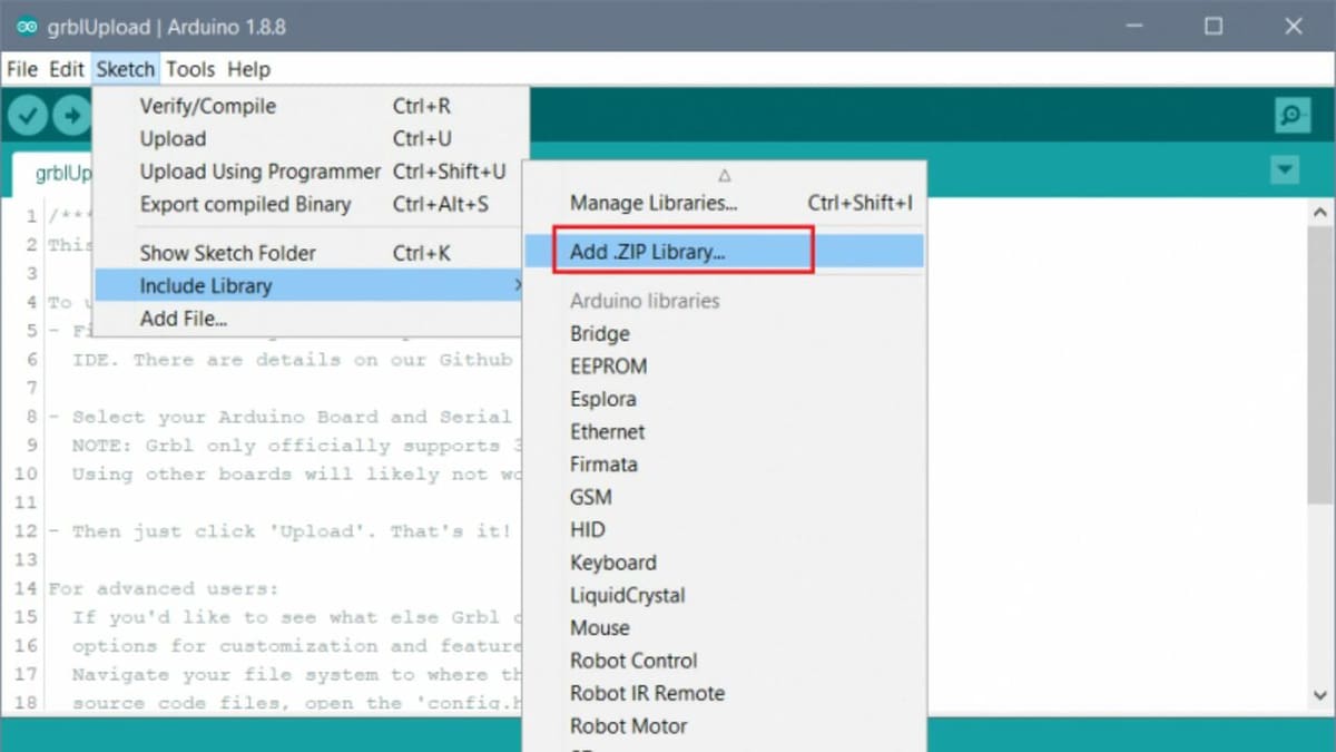 Importing GRBL files in Arduino IDE