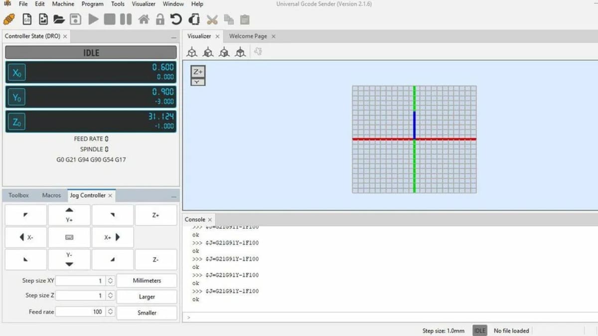 UGS interface to send command to the machine
