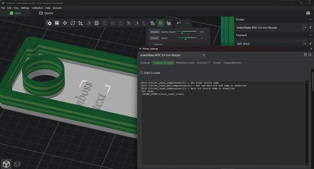Displaying the custom G-code