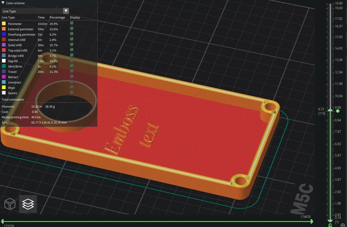 A sliced model with informative G-Code View