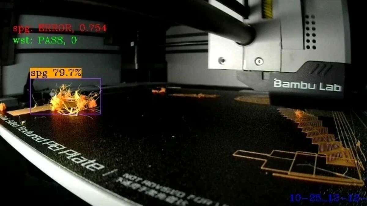 Bambu Lab's firmware automatically detects print failure by using a confidence value