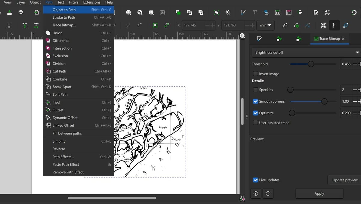 Convert an image to path with a single command