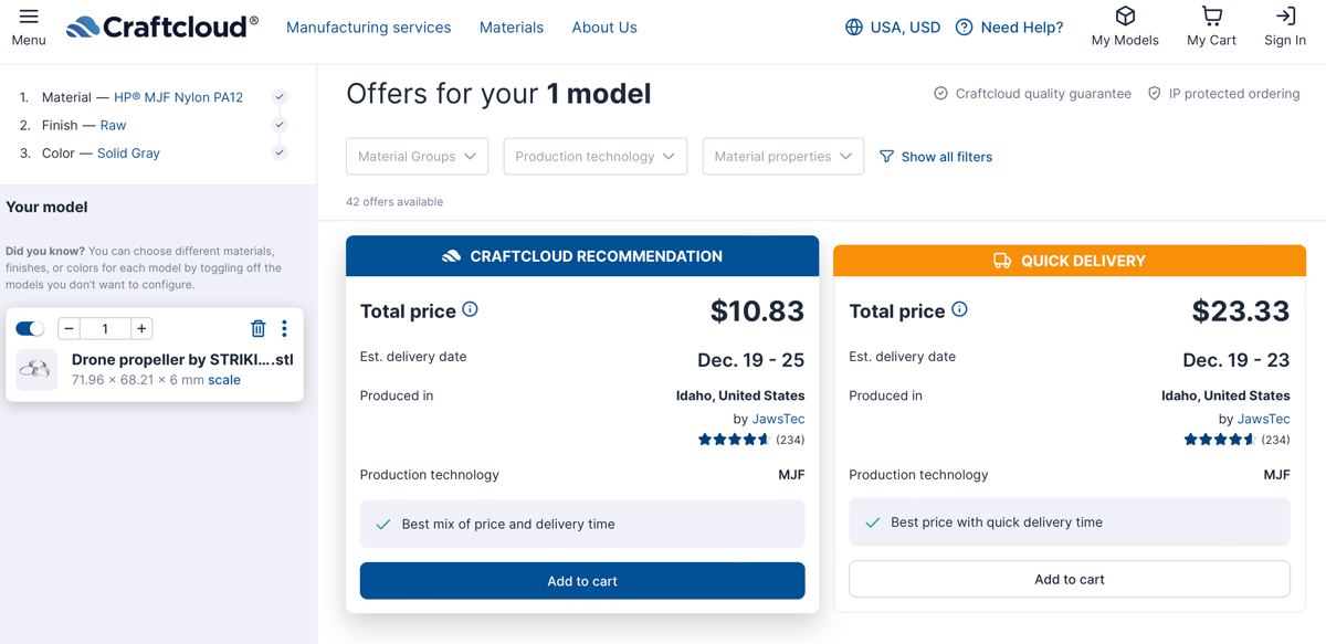 Image of 3D Printing Services for Drone Parts: Craftcloud