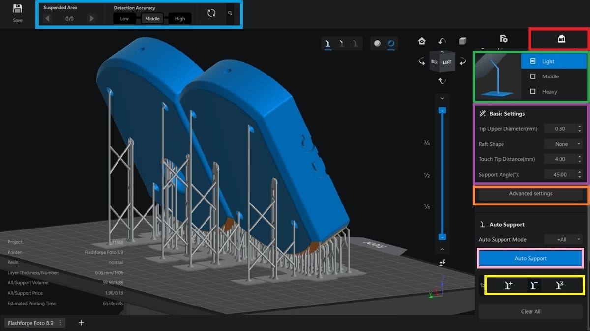 Support structures added to the back surface of the mold