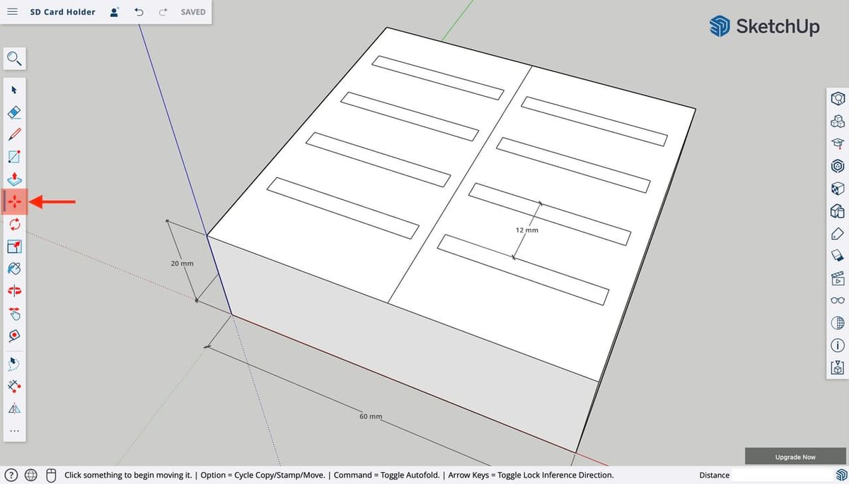 Our part now has all eight card slots positioned and drawn