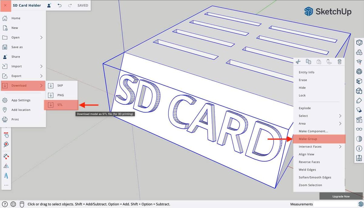 Finally, our model is ready to be exported to a 3D printable file format such as STL