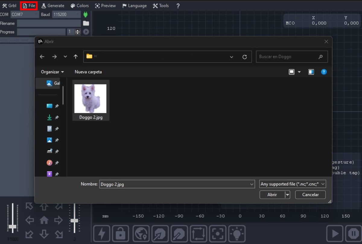 File import in progress