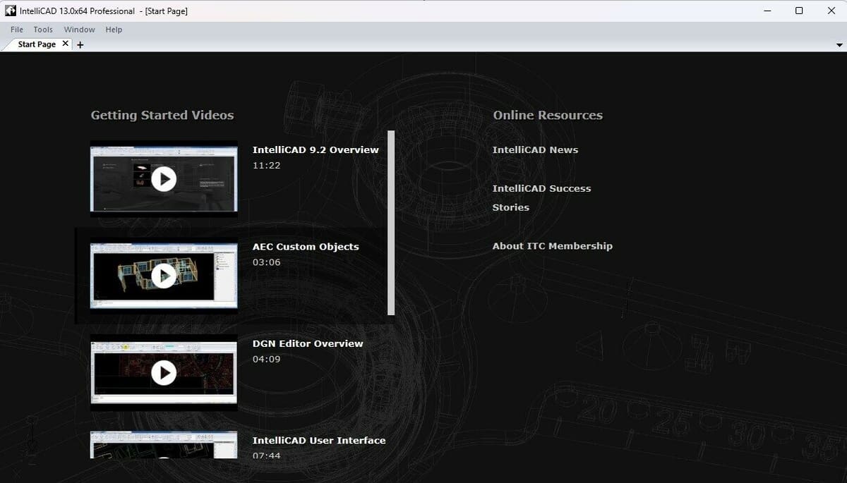 IntelliCAD installed and launched on Windows PC