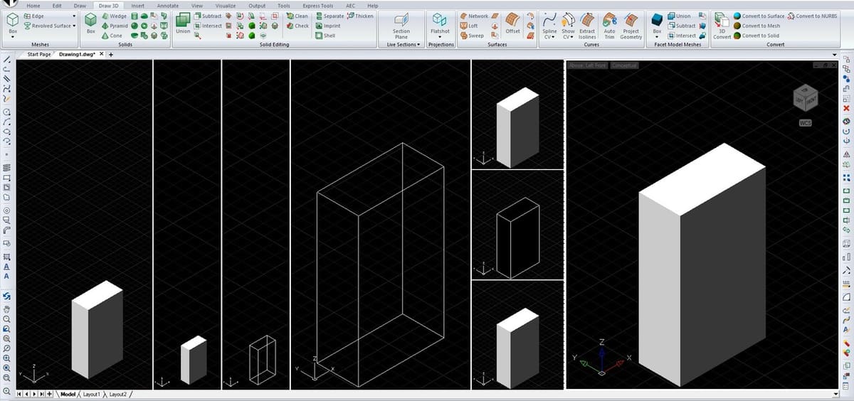 Experiencing IntelliCAD's multiple windows