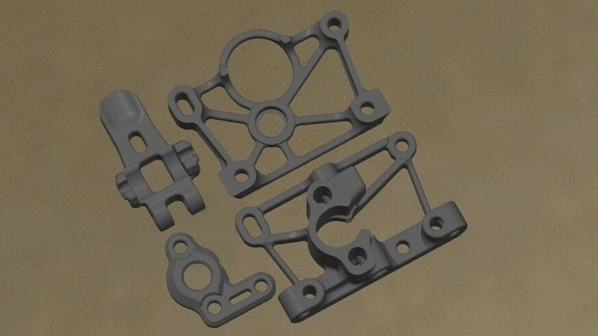 The test model used: parts for a Sherpa Mini