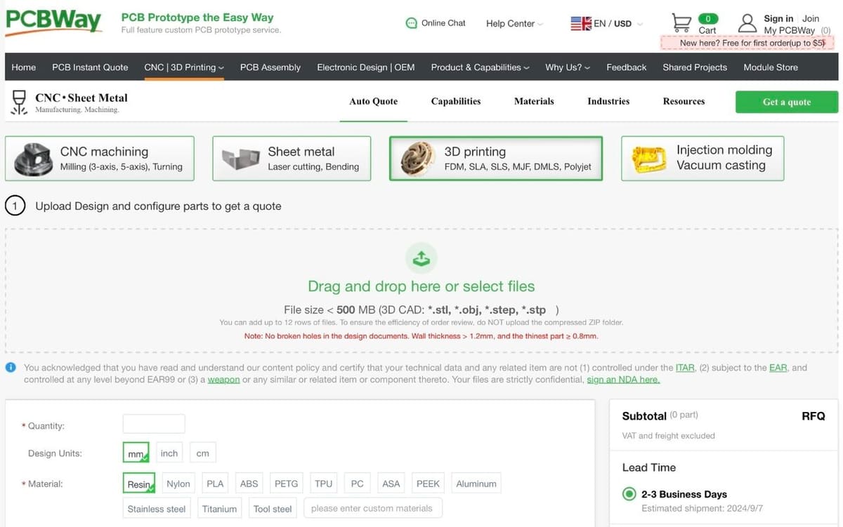 Just like their PCBs, you order printed parts off an online platform