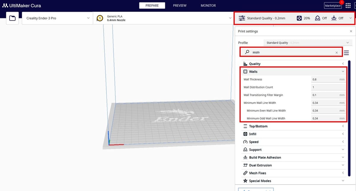 Cura's Wall settings impact how Arachne slices prints
