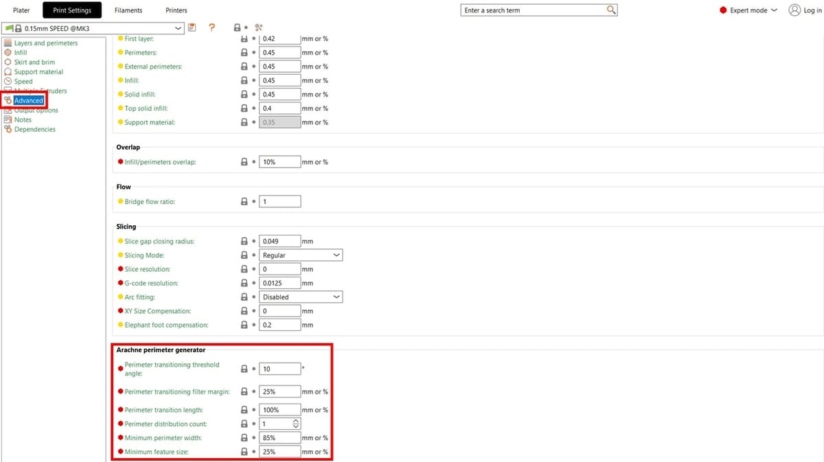 You can further tune your Arachne settings here