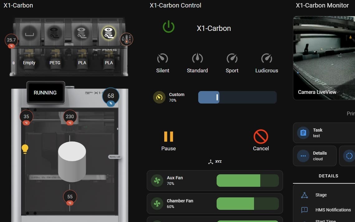 A custom yet functional X1C dashboard