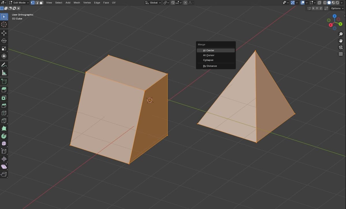Vertex Slide is applied to the edge on the top of the box