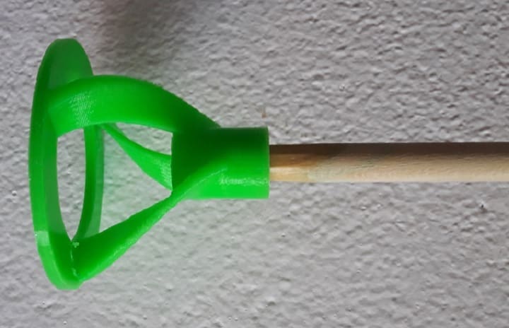 Deceptively simple, add an 8-mm dowel for foam free mixing