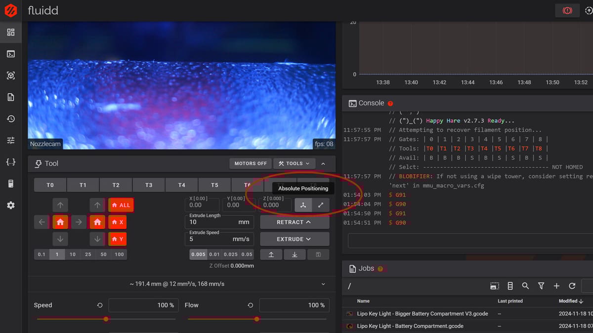 Toggle between Absolute and Relative Positioning in Fluidd