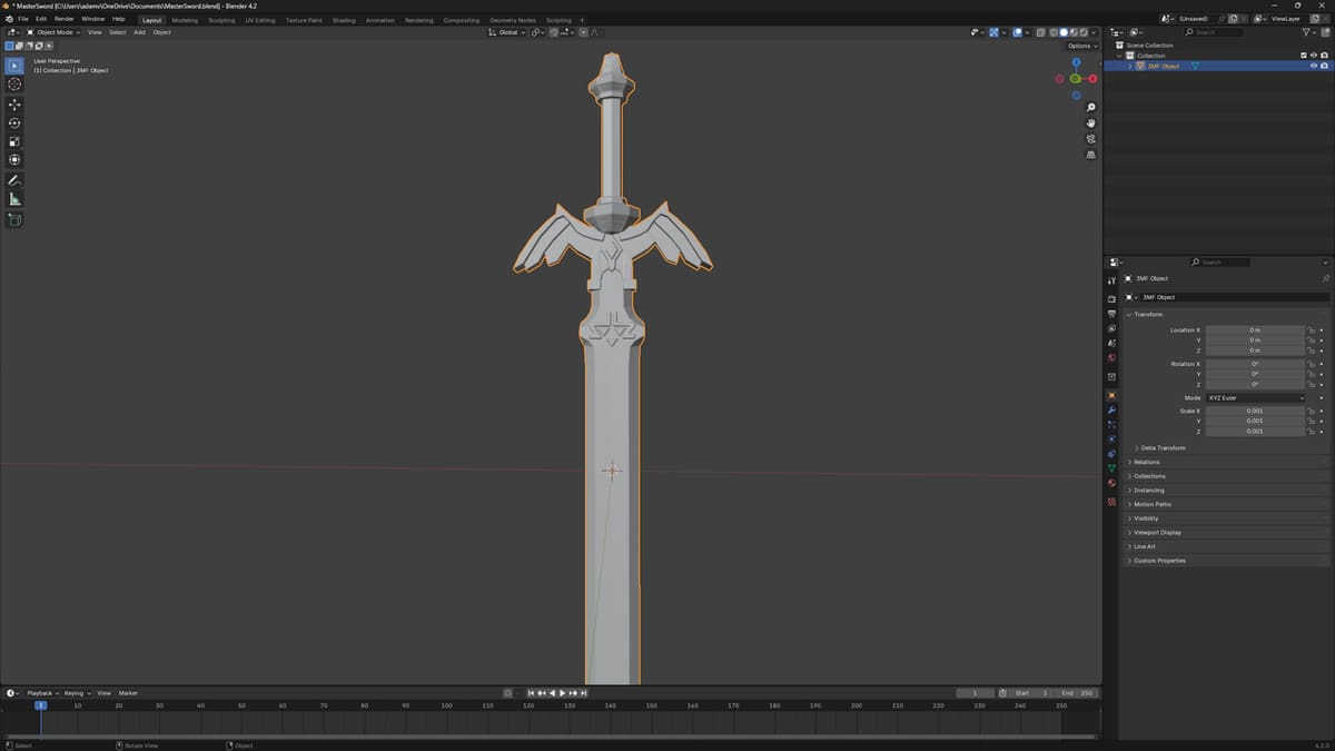 The blender interface shows selected items outlined in orange