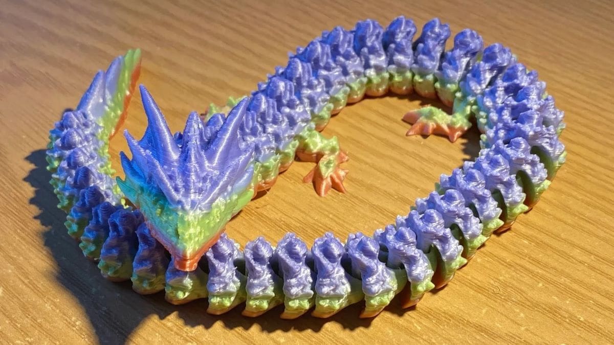 Make a dragon even cooler by printing it with rainbow filament
