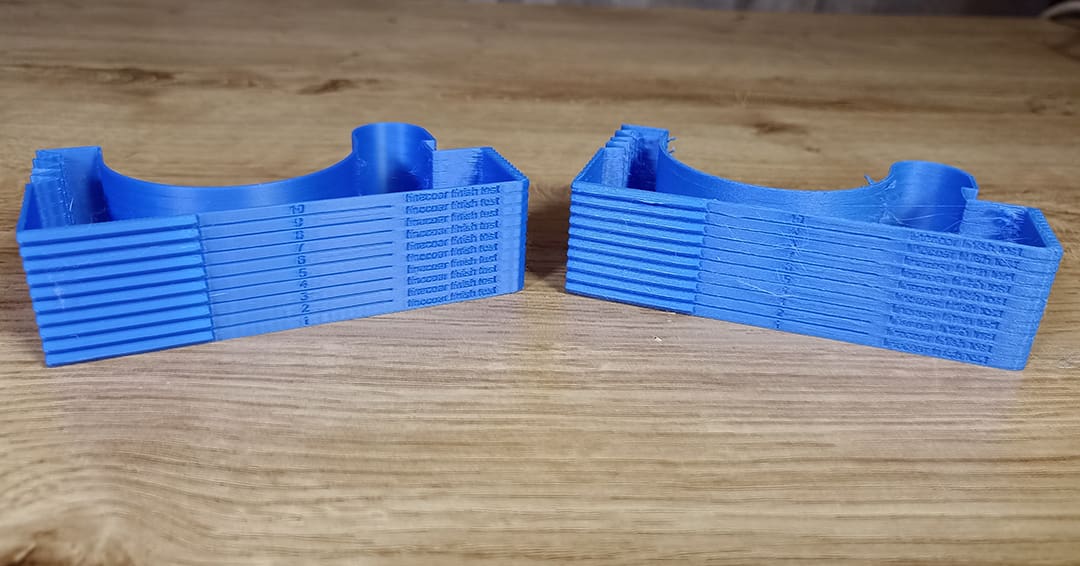 Stringing was visibly worse on the 260 °C (right) print