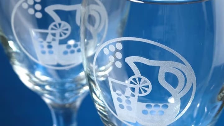 Etched glasses with thick vector designs are classic Maker projects