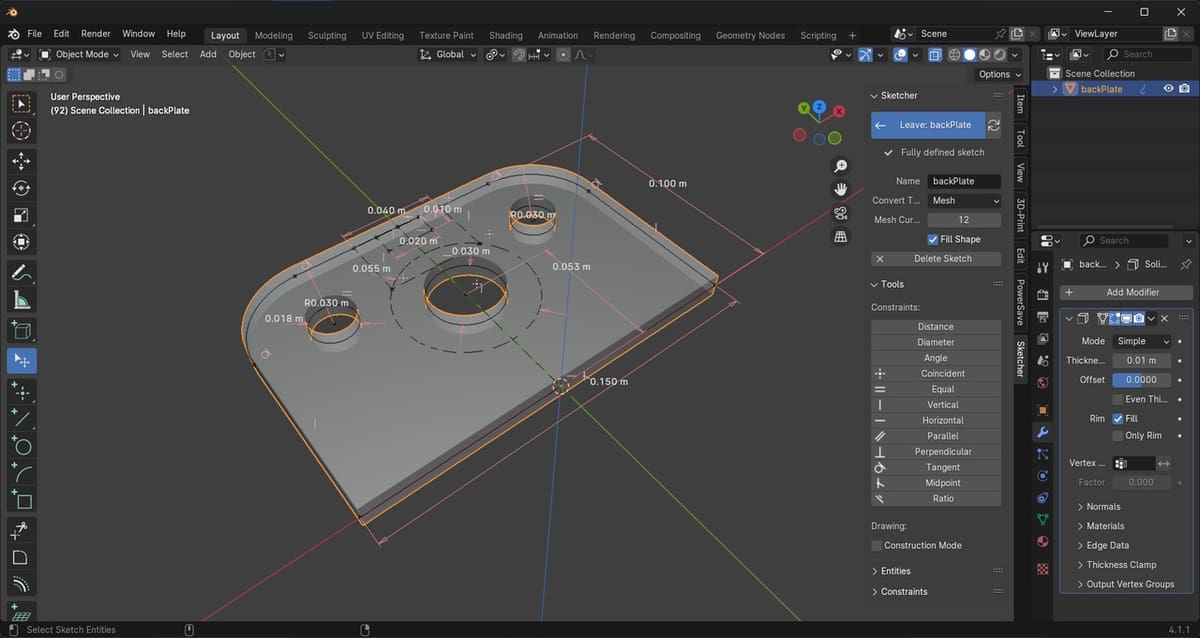 CAD Sketcher brings contemporary 3D CAD workflows to Blender