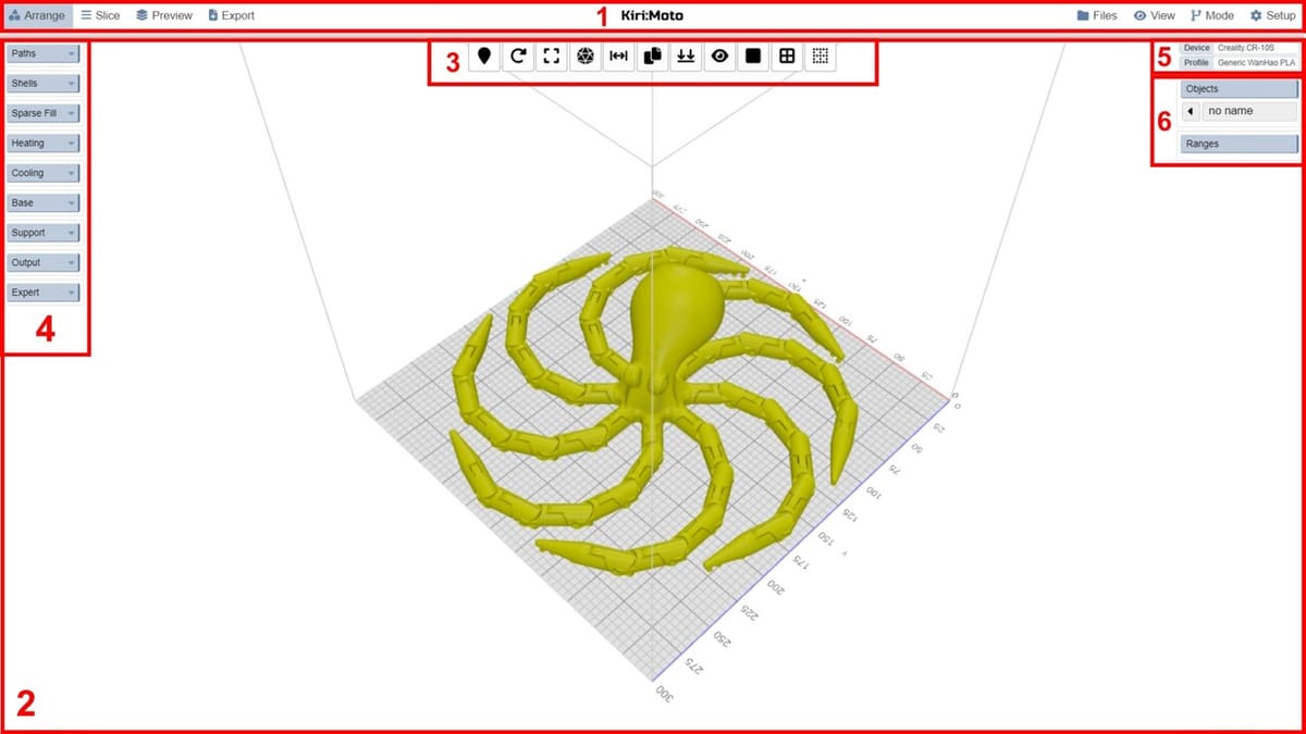 Kiri:Moto's interface for FDM printers