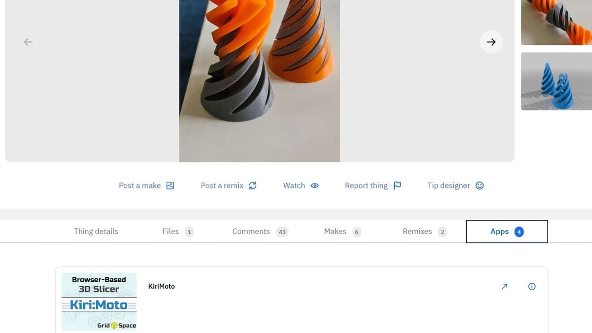 3D printable G-Code from Thingiverse models through the magic of Web apps!