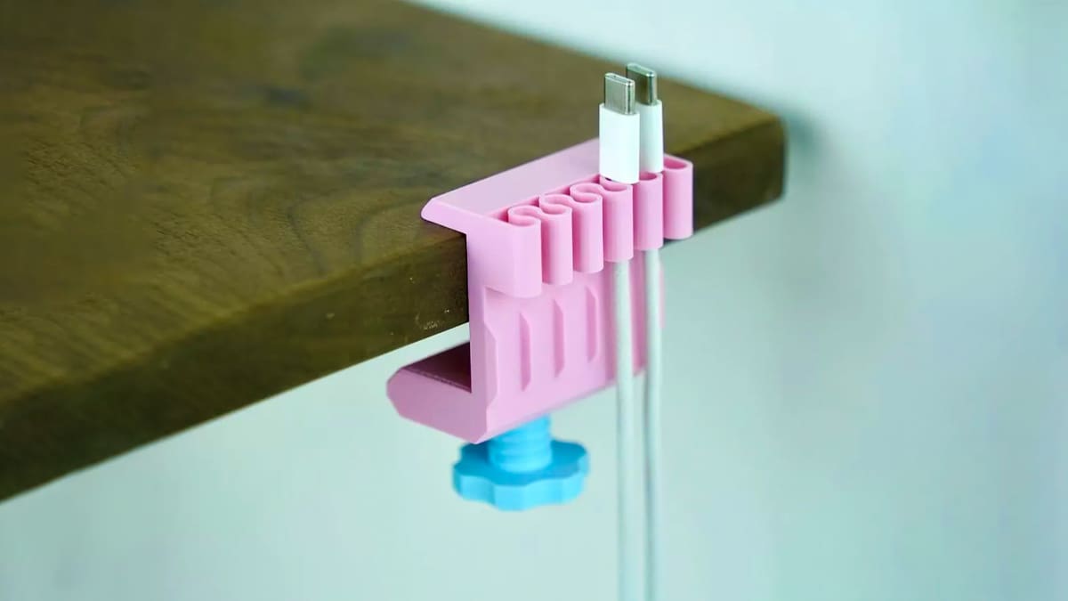 Foto de Projetos para impressora 3D: coisas para imprimir em 3D: Suporte de cabos de lateral de mesa
