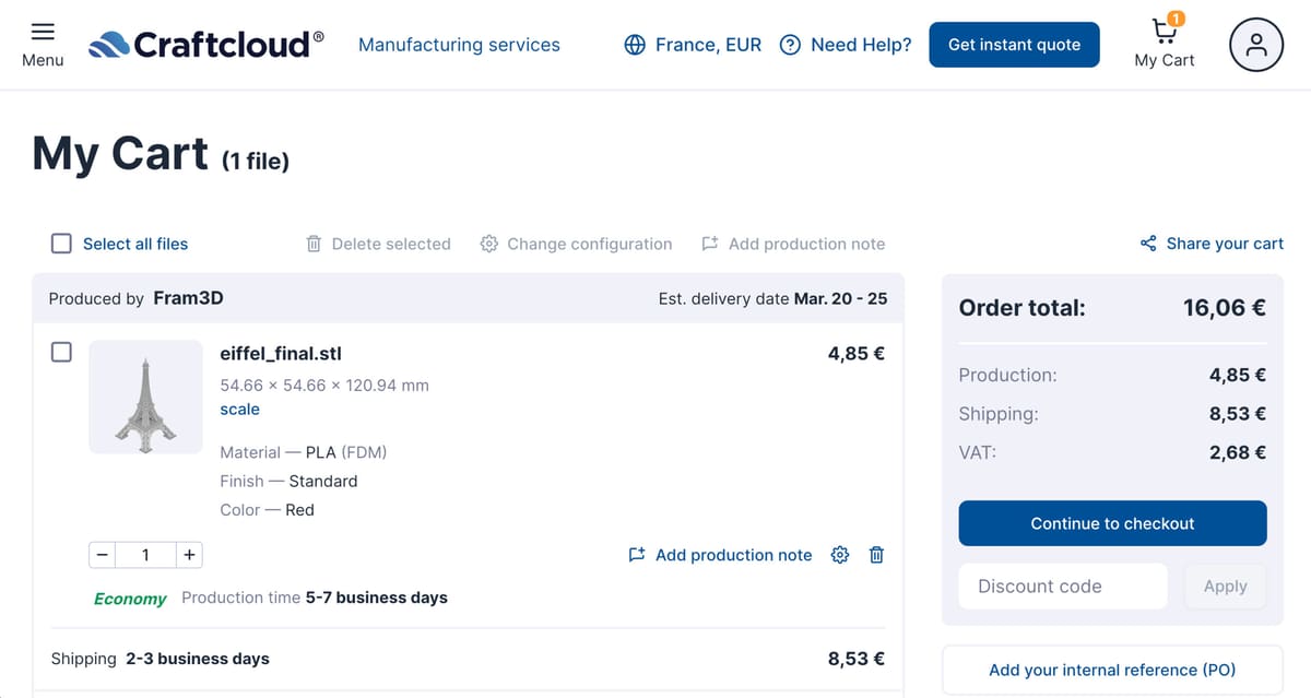 Photo de Service d’impression 3D en ligne français: Craftcloud