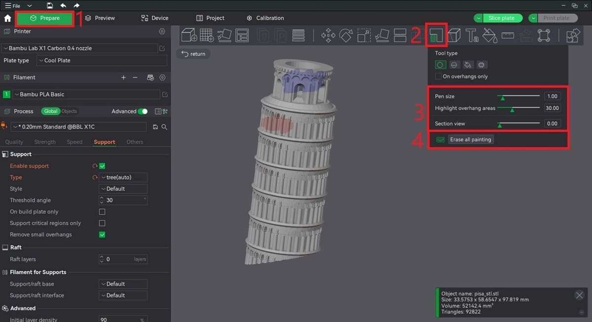 Supports can be easily painted onto an object