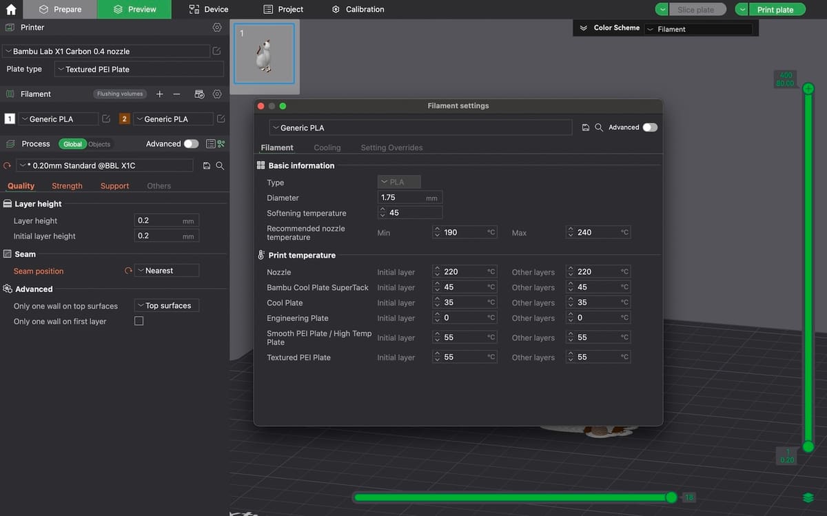 Adjusting filament settings can fix printing issues