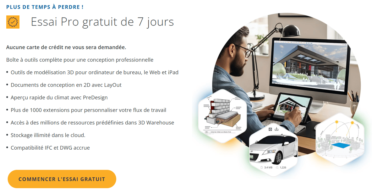 Photo de Télécharger SketchUp&nbsp;gratuit: Version Pro complète - Essai gratuit de 7 jours