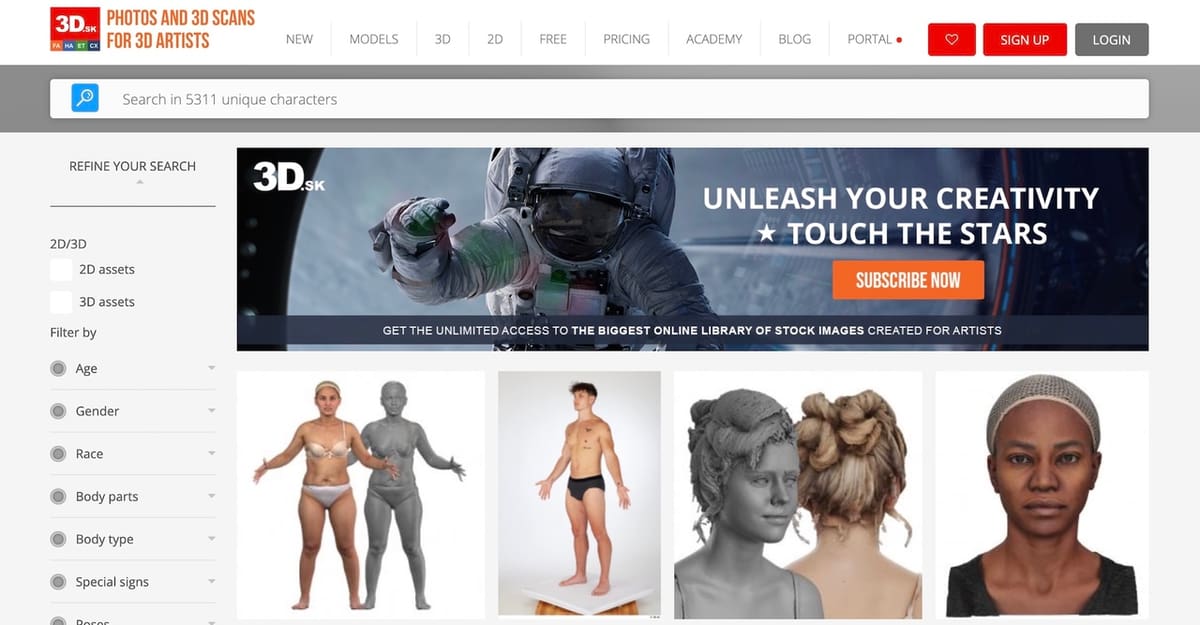 3D.SK is one of the most popular places to get human references